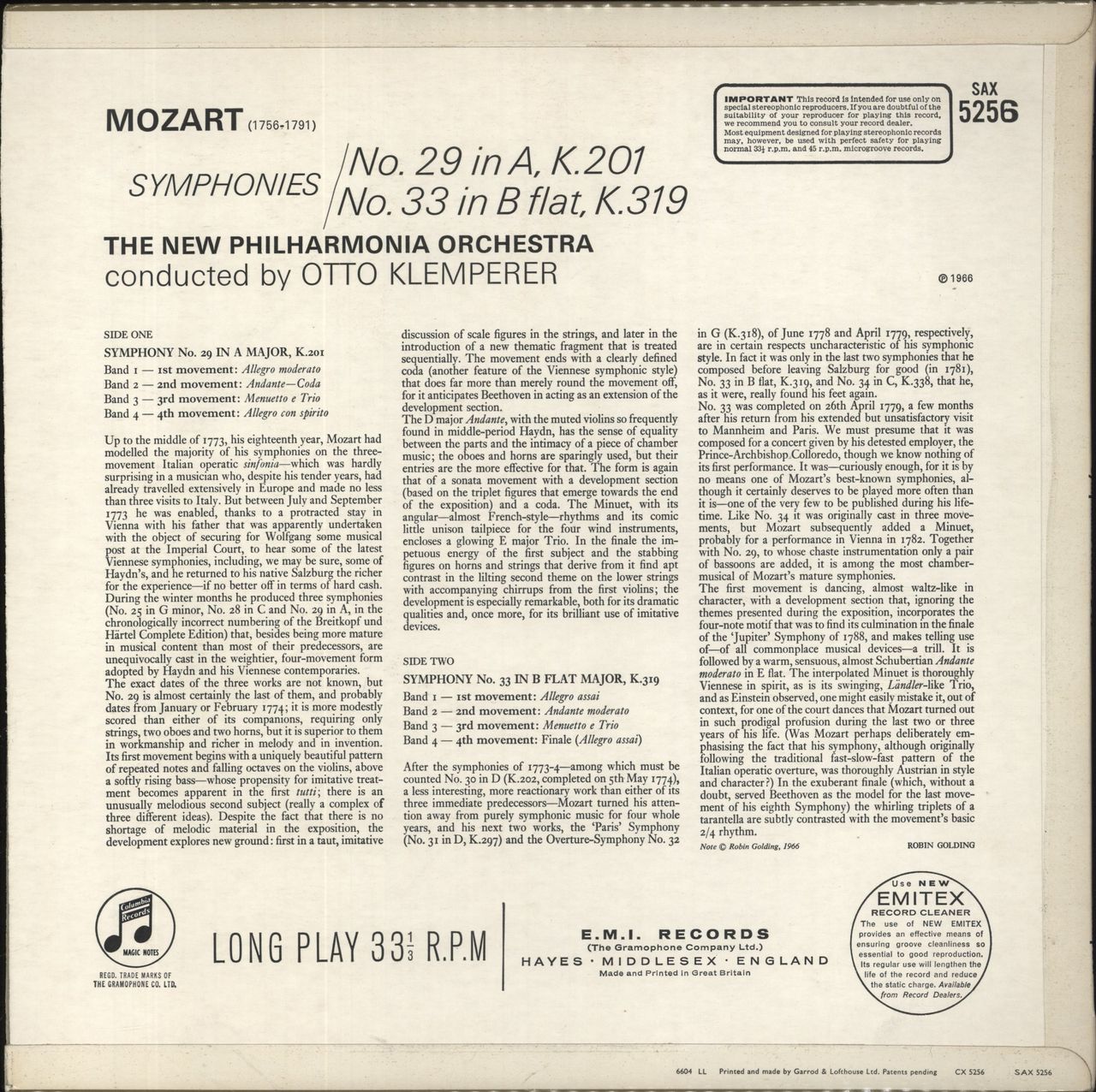 Wolfgang Amadeus Mozart Mozart Symphonies UK Vinyl LP