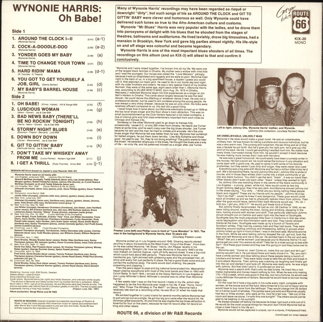 Wynonie Harris Oh Babe! Swedish Vinyl LP