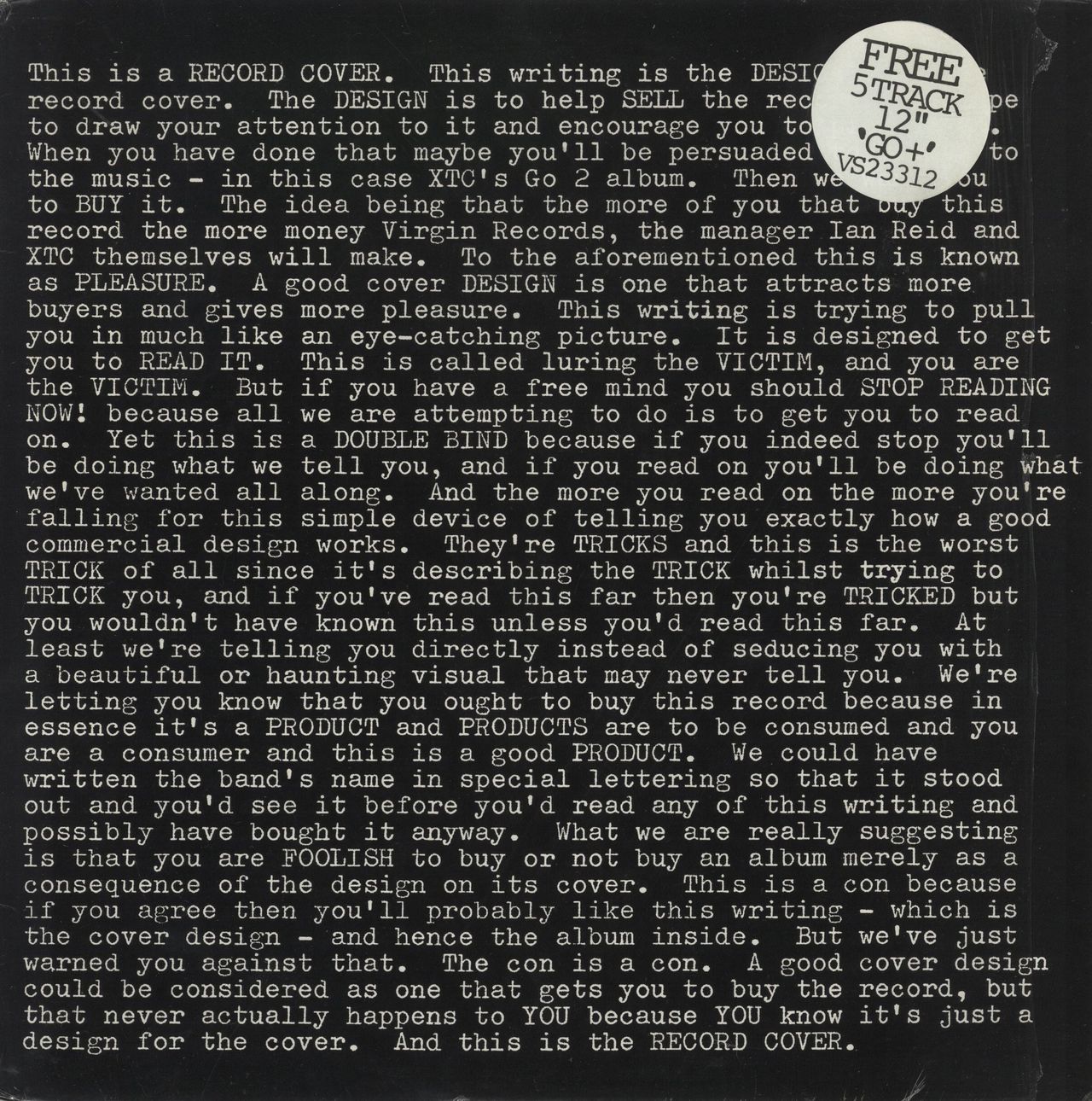 XTC Go 2 + 12" UK Vinyl LP