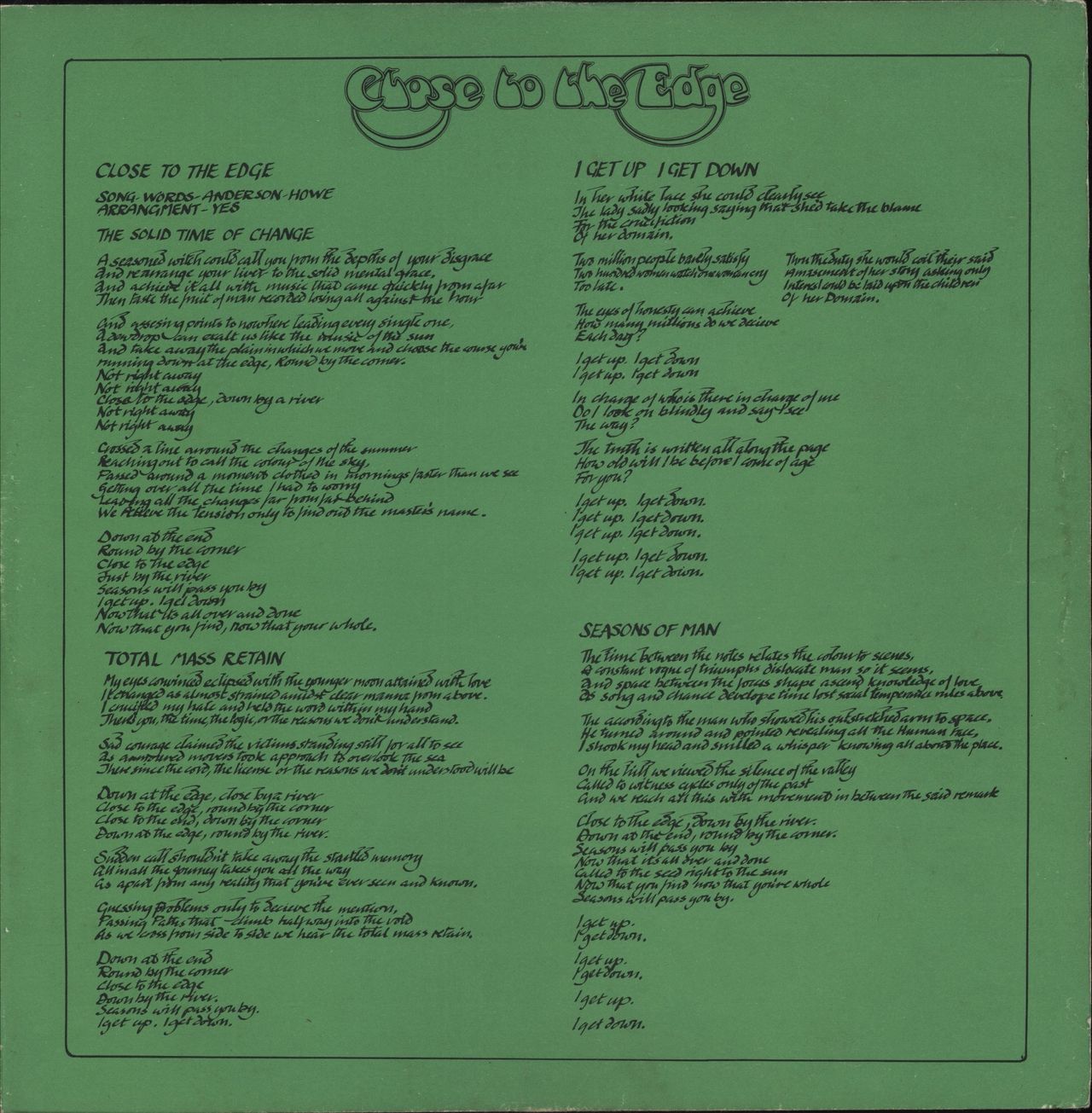 Yes Close To The Edge - 1st - Complete UK Vinyl LP