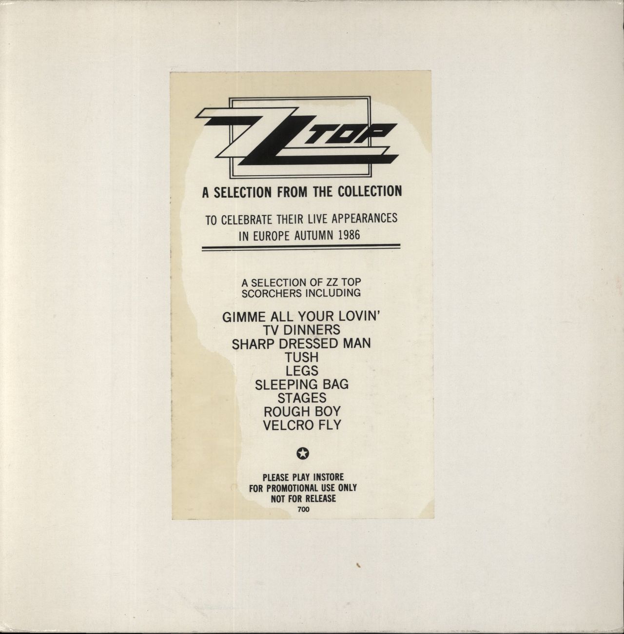 ZZ Top A Selection From The Collection UK Promo Vinyl LP