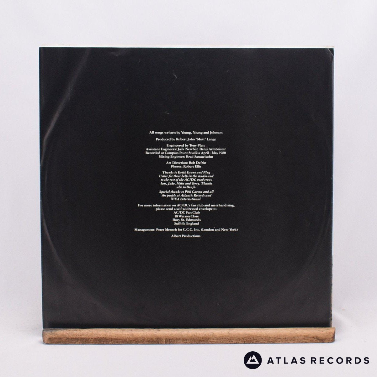 AC/DC - Back In Black - Embossed Sleeve Dutch A B LP Vinyl Record - VG+/VG+