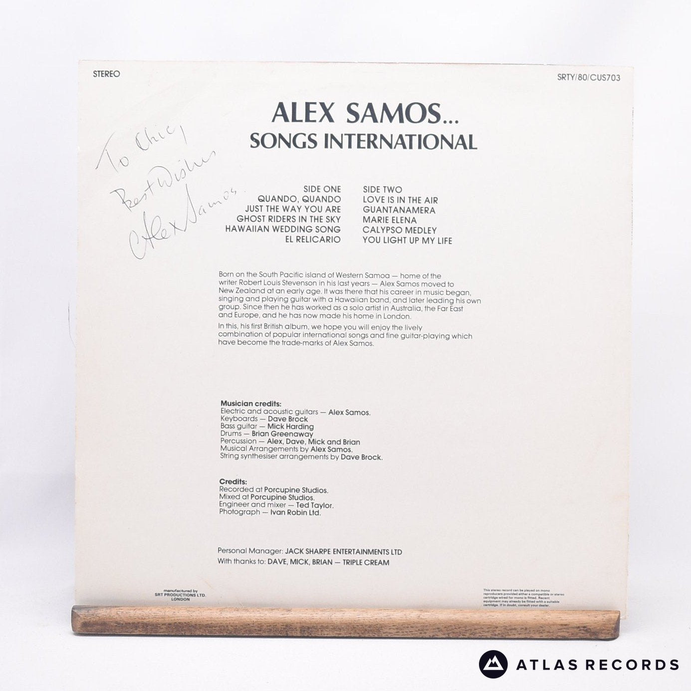 Alex Samos - Alex Samos...Songs International - LP Vinyl Record - EX/EX
