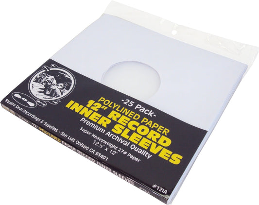 Sleeves - 12" Polylined Paper Inner Sleeves (with Hole) - 2-12IA - Pack of 25