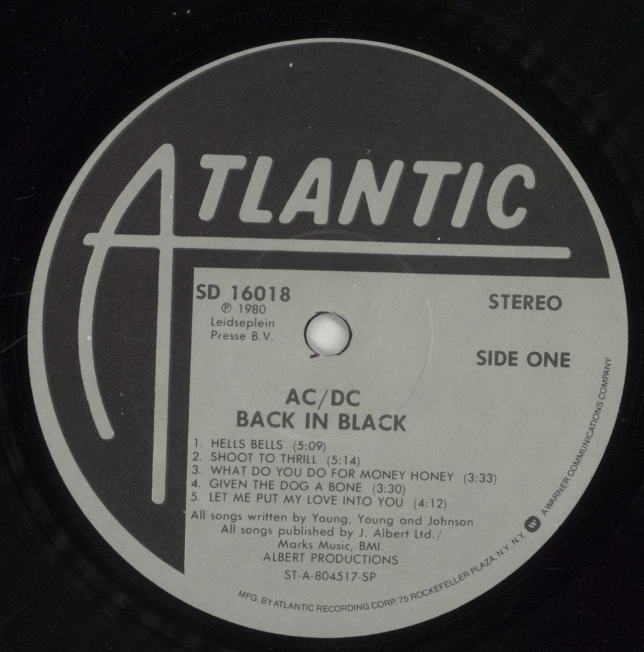 AC/DC Back In Black US Vinyl LP
