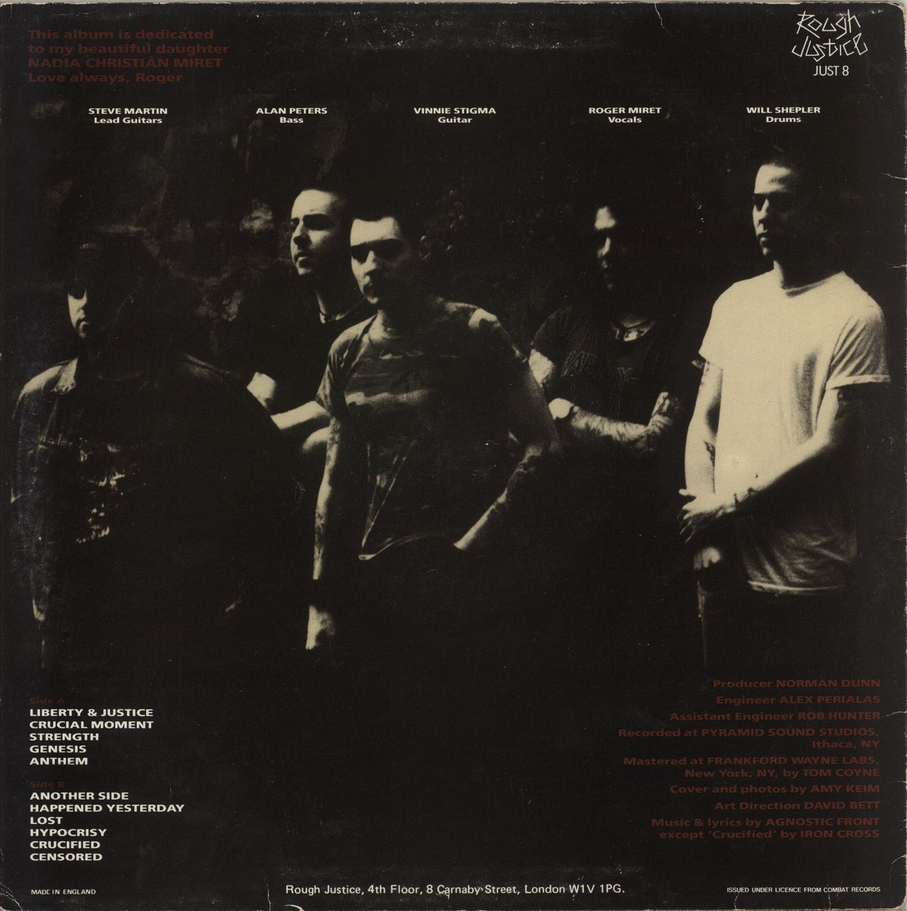 Agnostic Front Liberty & Justice For... - EX UK Vinyl LP