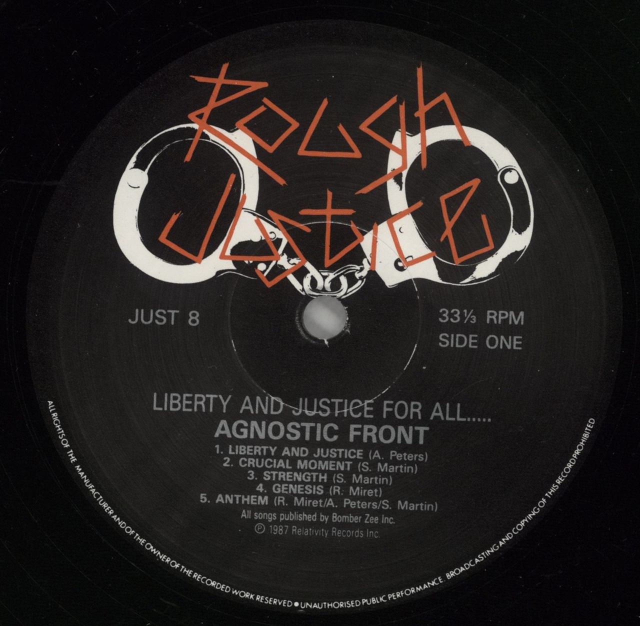 Agnostic Front Liberty & Justice For... - EX UK Vinyl LP