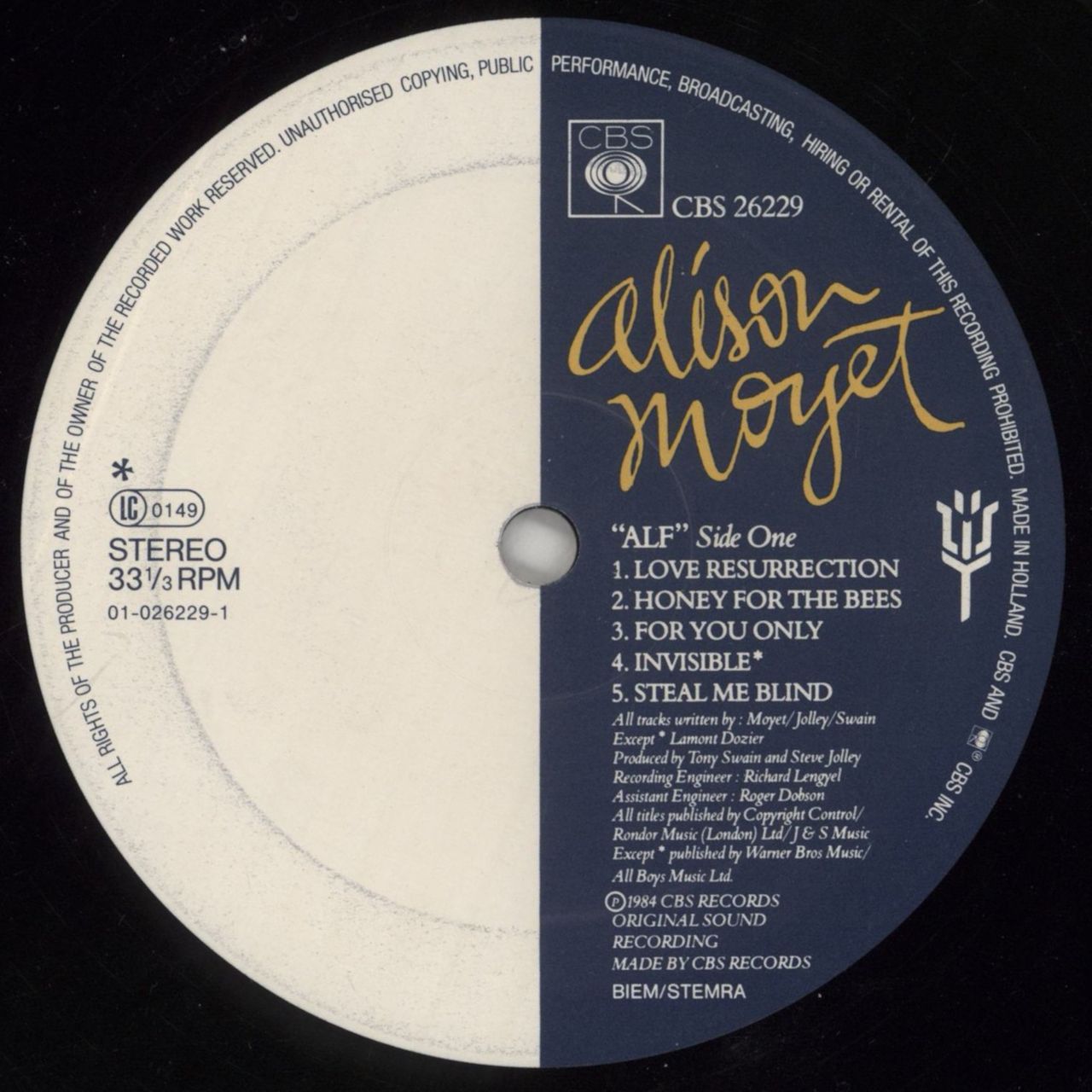 Alison Moyet Alf - Hype Stickered - 2 stickers Dutch Vinyl LP