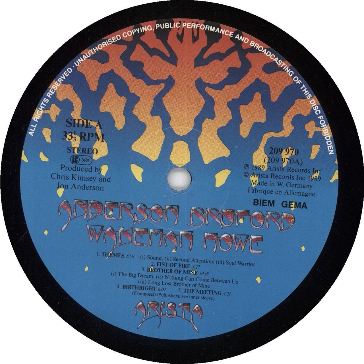 Anderson Bruford Wakeman Howe Anderson Bruford Wakeman Howe - Gatefold - EX German Vinyl LP