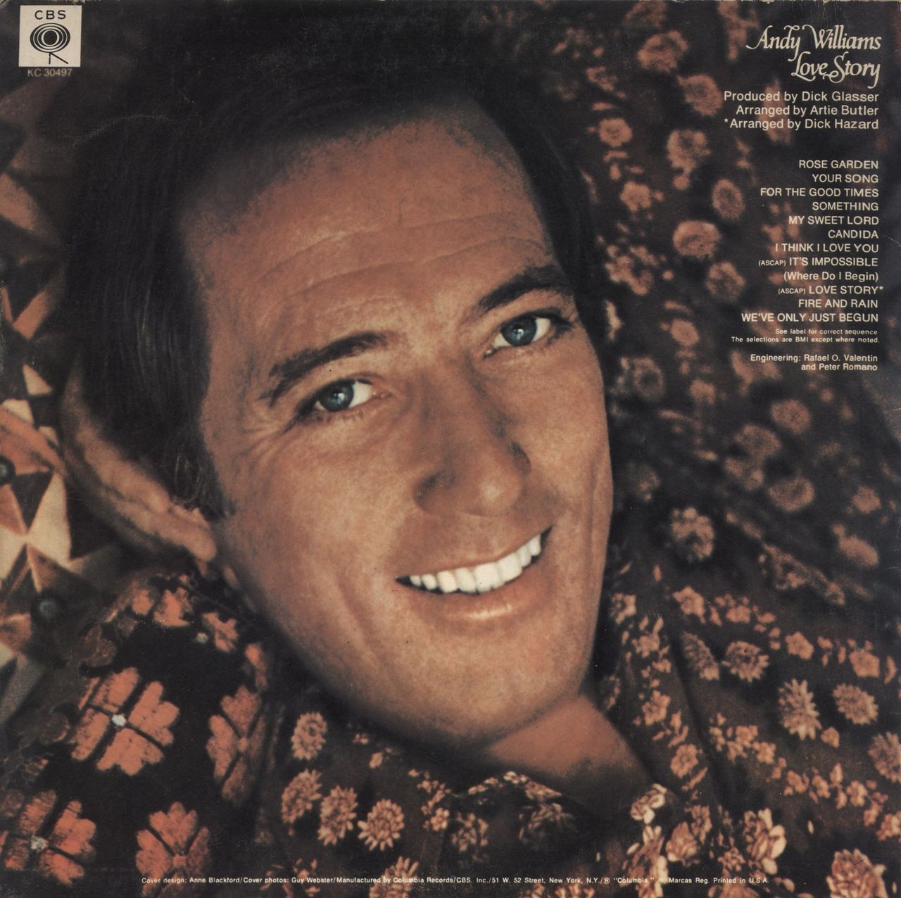 Andy Williams Love Story US Vinyl LP