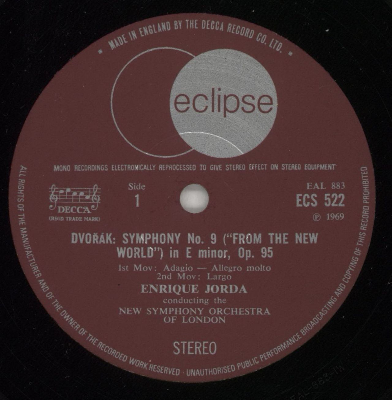 Antonín Dvorák Dvorak: Symphony No. 9 'New World' UK Vinyl LP