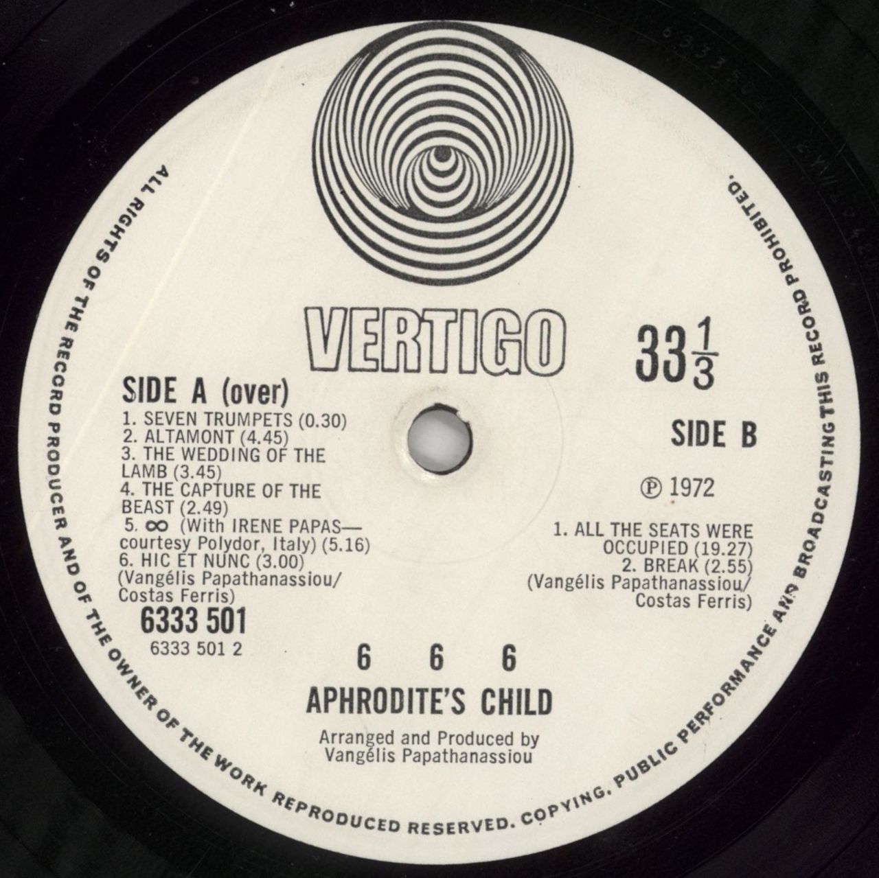Aphrodite's Child 666 - 1st - VG UK 2-LP vinyl set