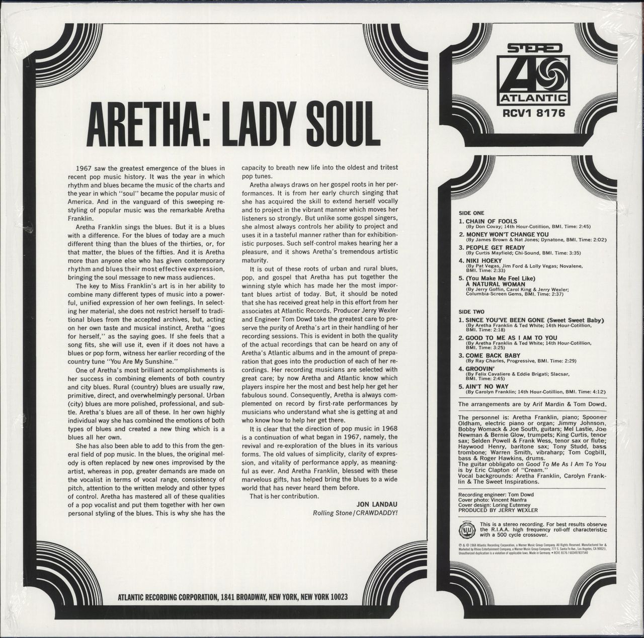 Aretha Franklin Lady Soul - Crystal Clear Vinyl UK Vinyl LP