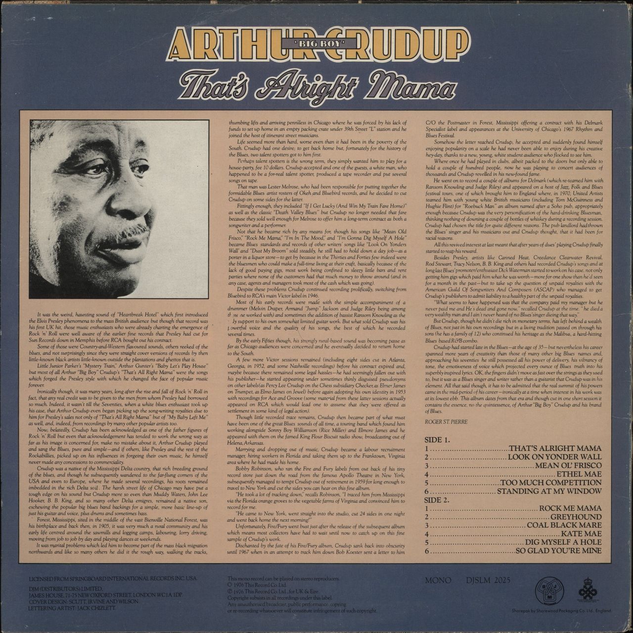 Arthur 'Big Boy' Crudup That's Alright Mama UK Vinyl LP