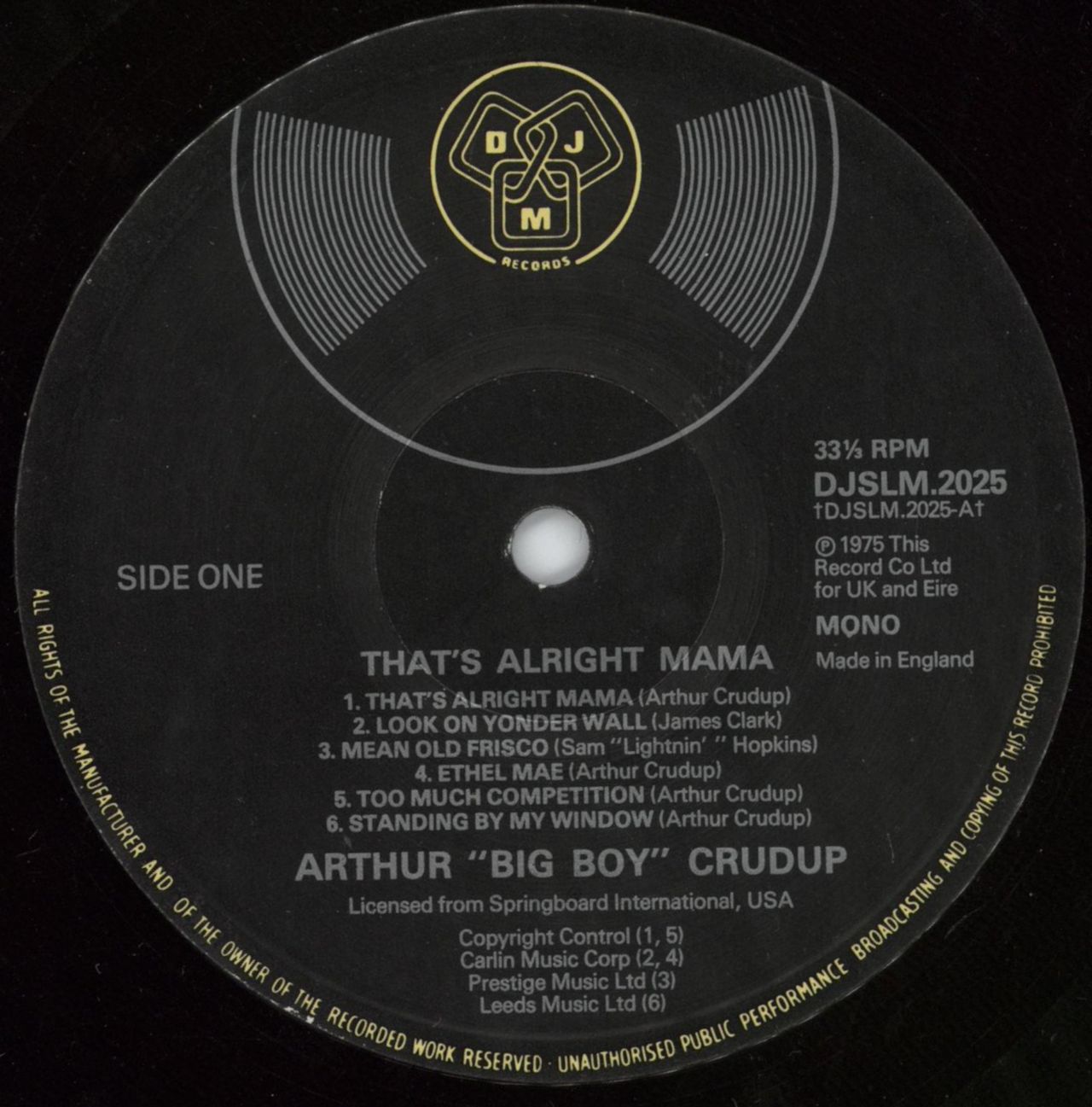Arthur 'Big Boy' Crudup That's Alright Mama UK Vinyl LP