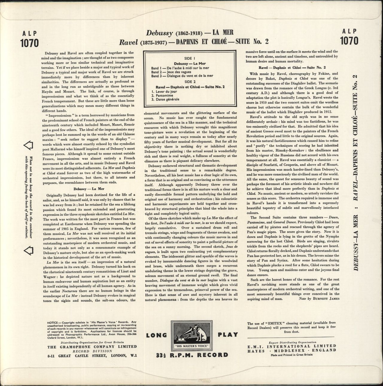 Arturo Toscanini Debussy's La Mer / Ravel's Daphnis And Chloe UK Vinyl LP