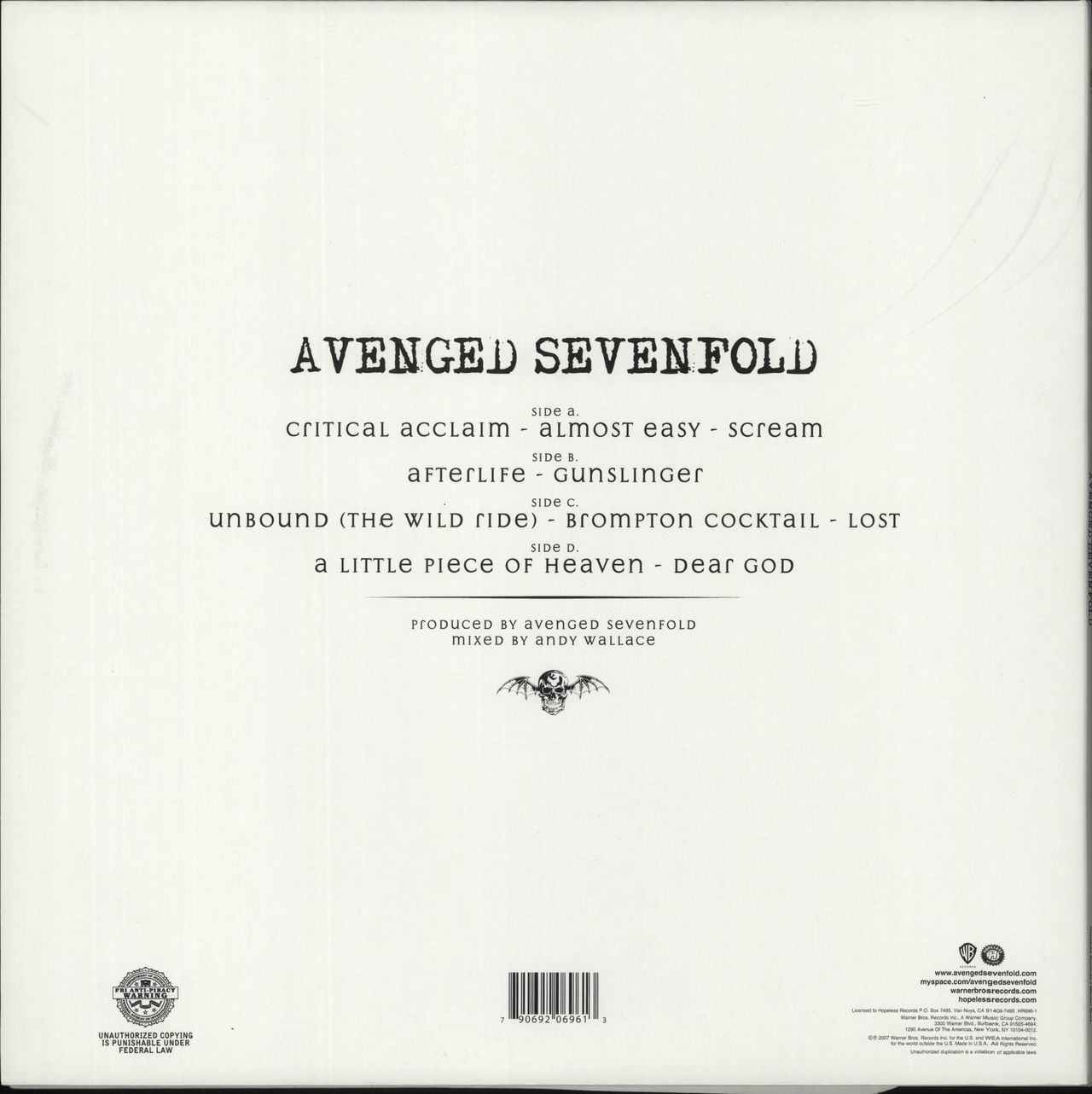 Avenged Sevenfold Avenged Sevenfold - Black And White Split Vinyl US 2-LP vinyl set