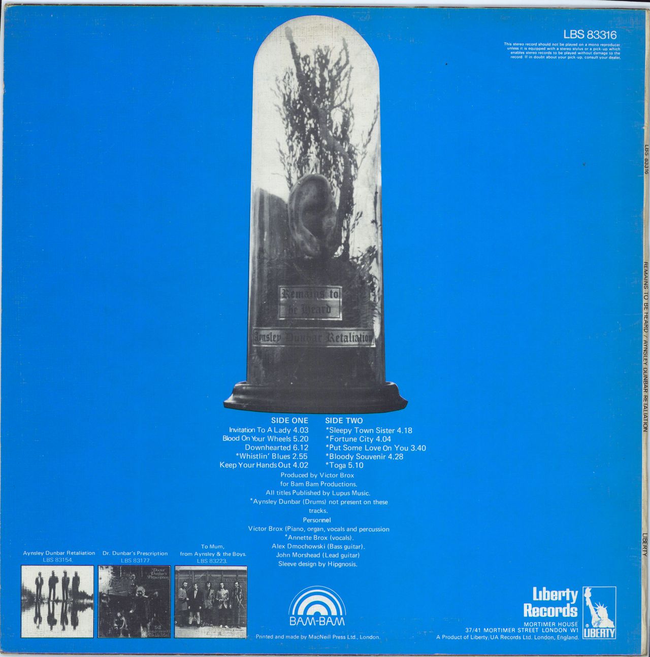 Aynsley Dunbar Remains To Be Heard - EX UK Vinyl LP