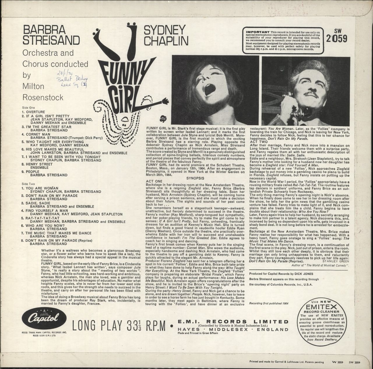 Barbra Streisand Funny Girl UK Vinyl LP