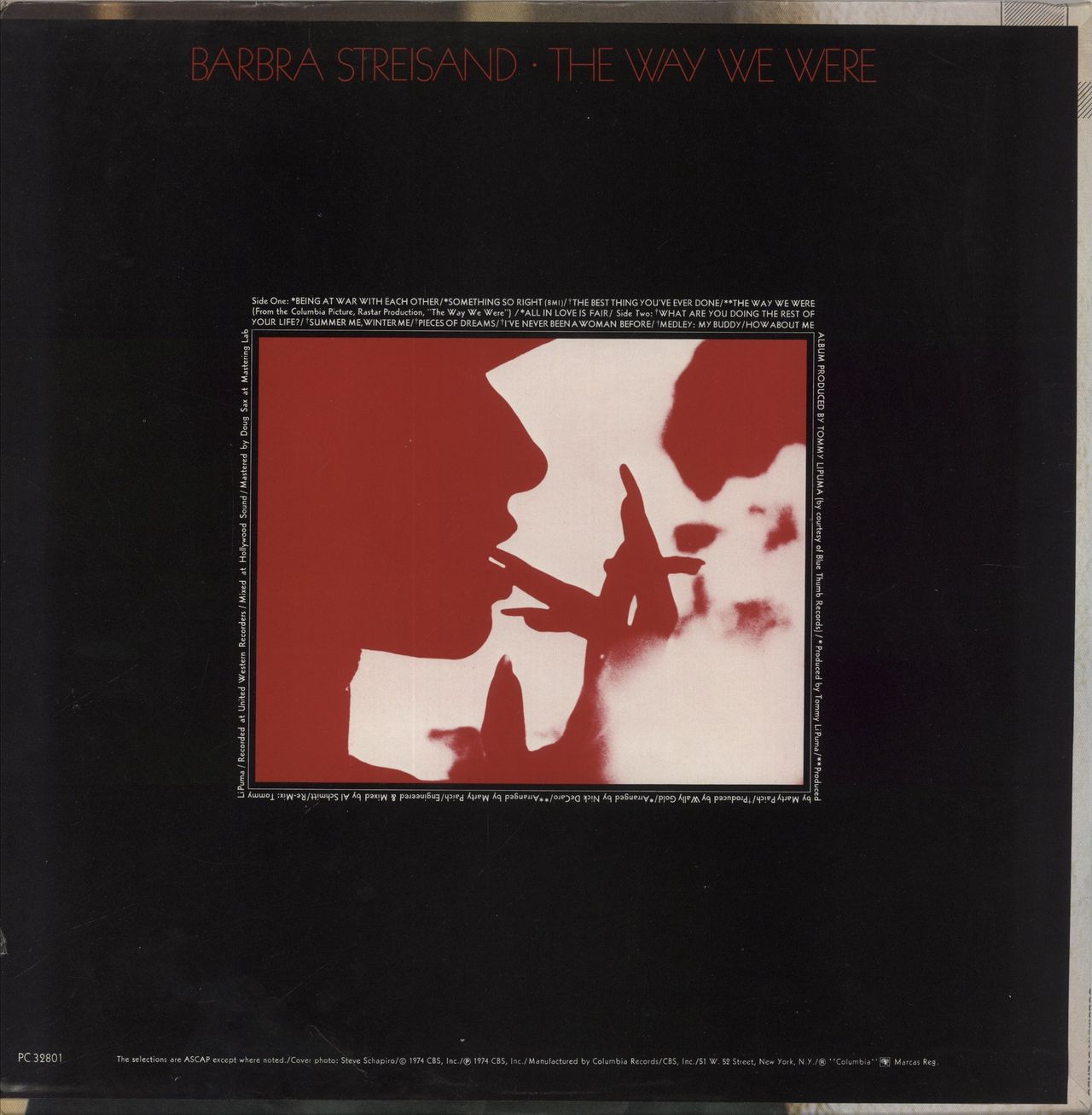 Barbra Streisand The Way We Were US Vinyl LP