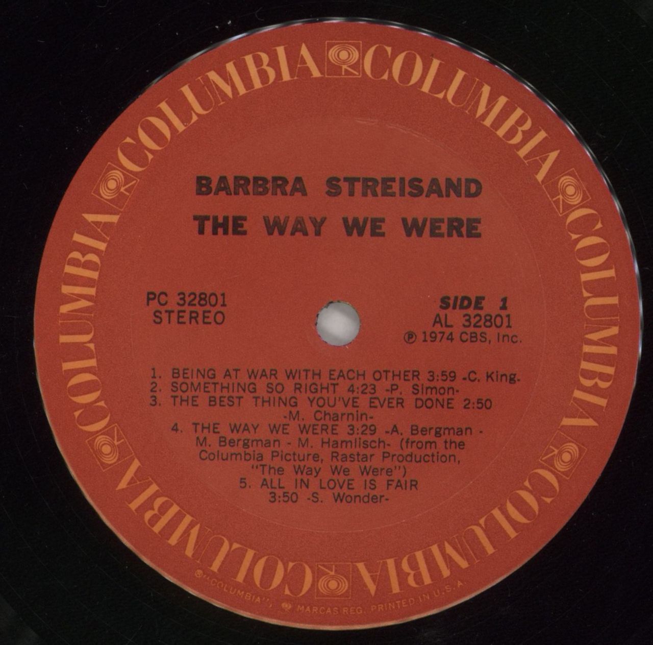 Barbra Streisand The Way We Were US Vinyl LP
