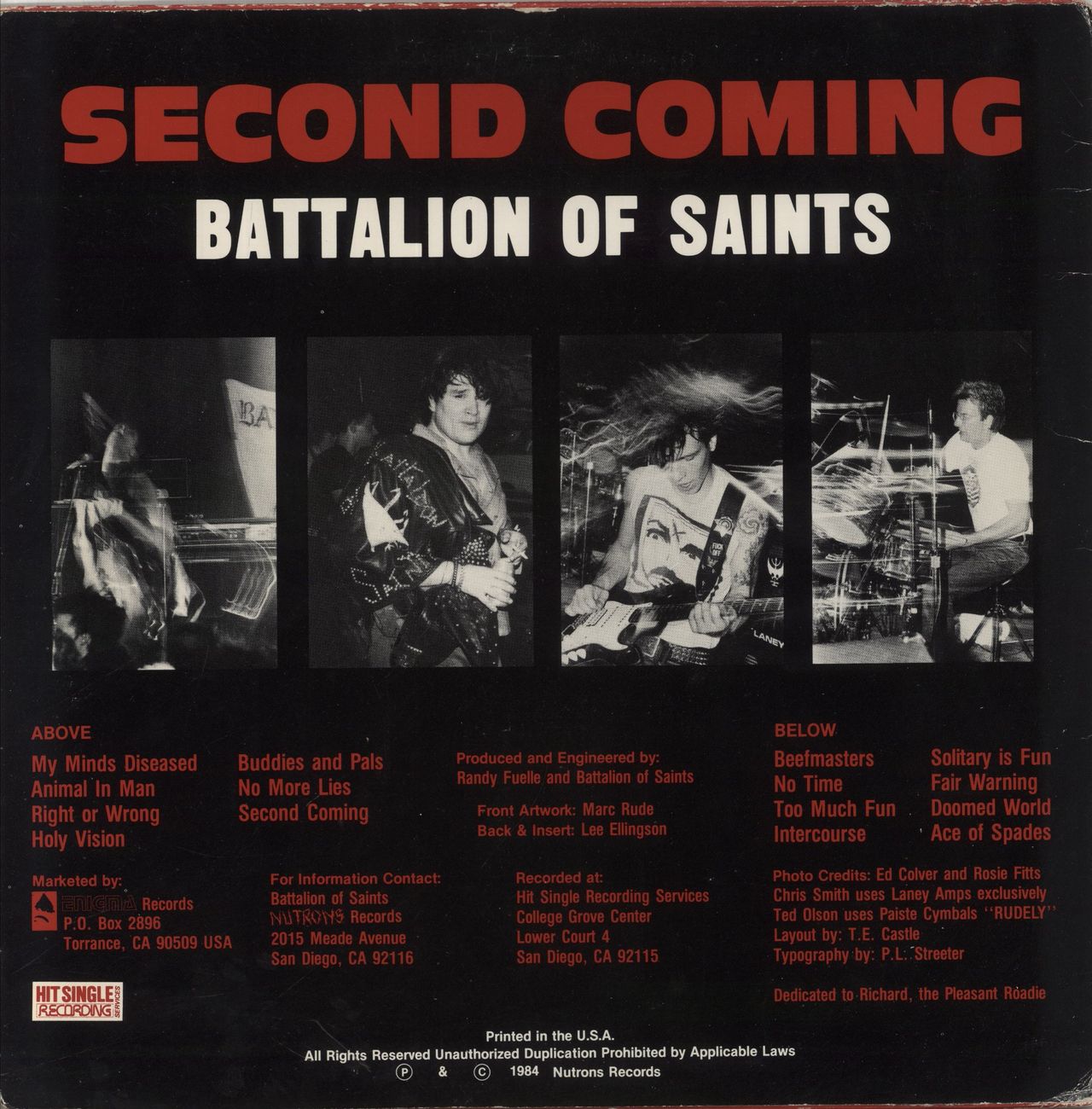 Battalion Of Saints Second Coming US Vinyl LP