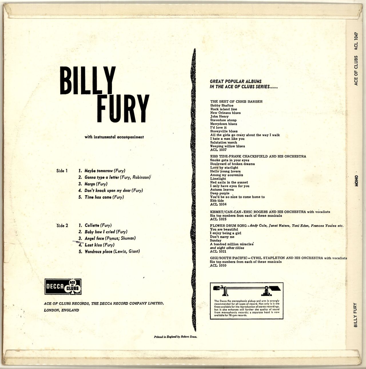 Billy Fury Billy Fury UK Vinyl LP
