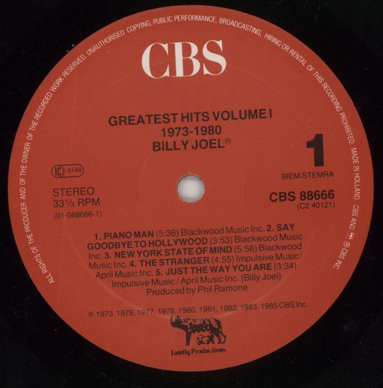 Billy Joel Greatest Hits Volume I & Volume II Dutch 2-LP vinyl set