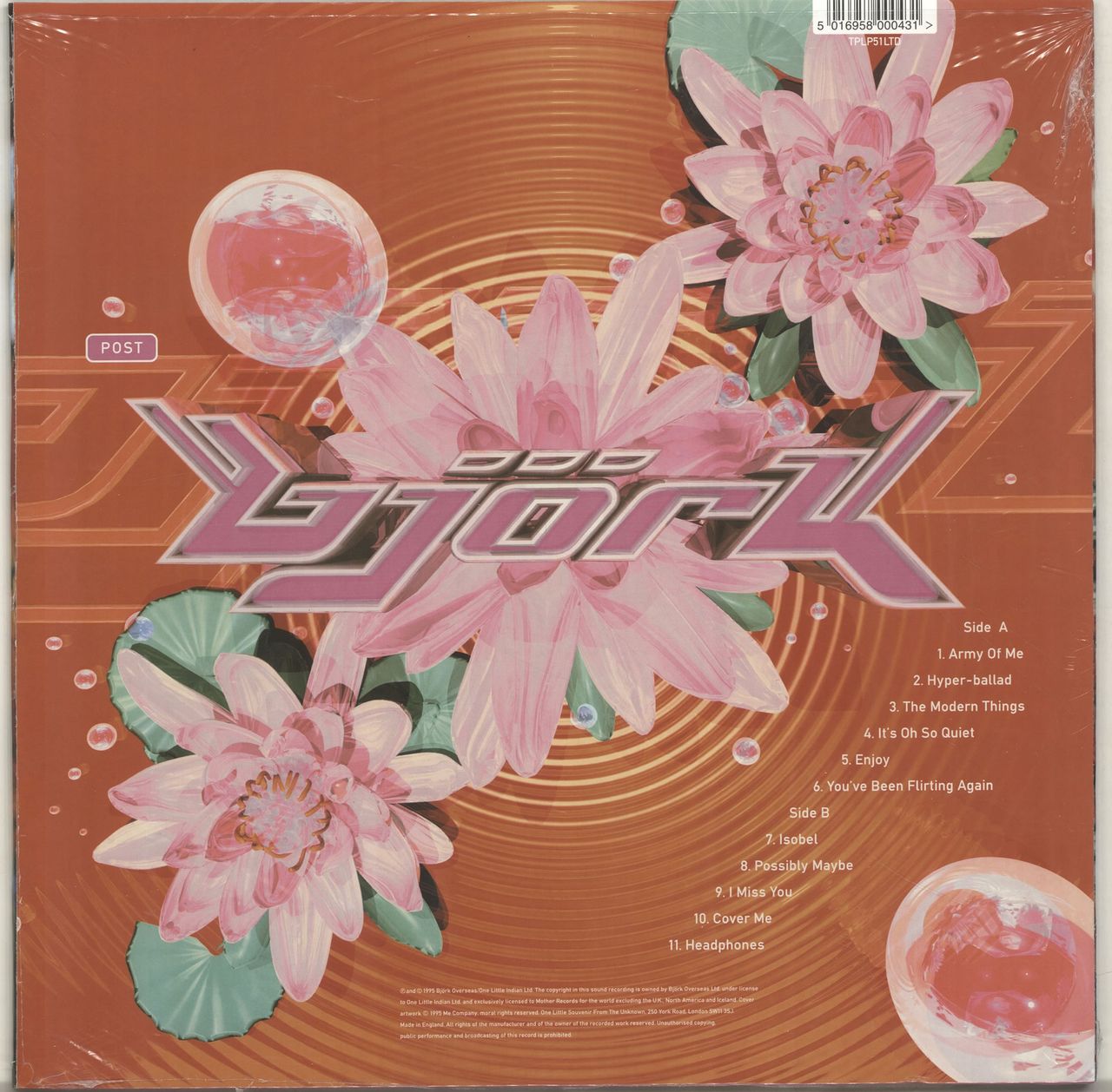 Björk Post - Pink Vinyl - Hype-sticker UK Vinyl LP