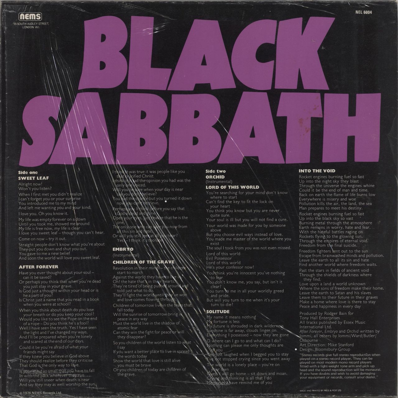 Black Sabbath Master Of Reality - Glossy Sleeve Printed in England - Shrink UK Vinyl LP
