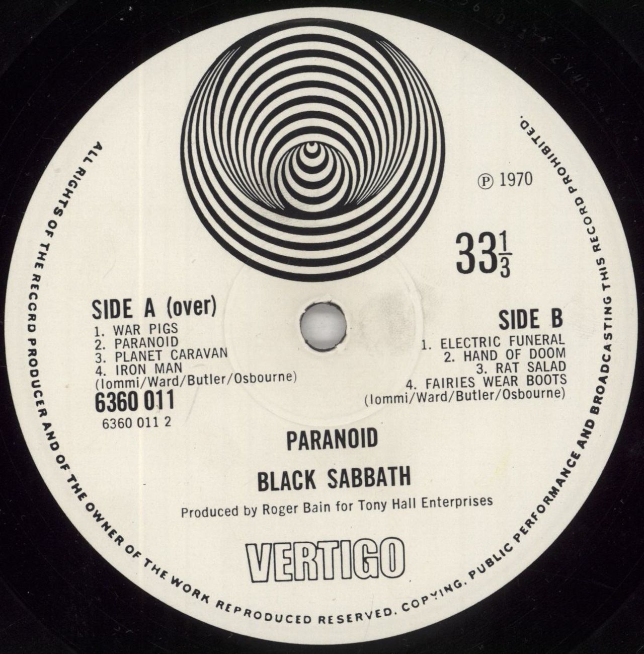 Black Sabbath Paranoid - 2nd - EX - FL UK Vinyl LP