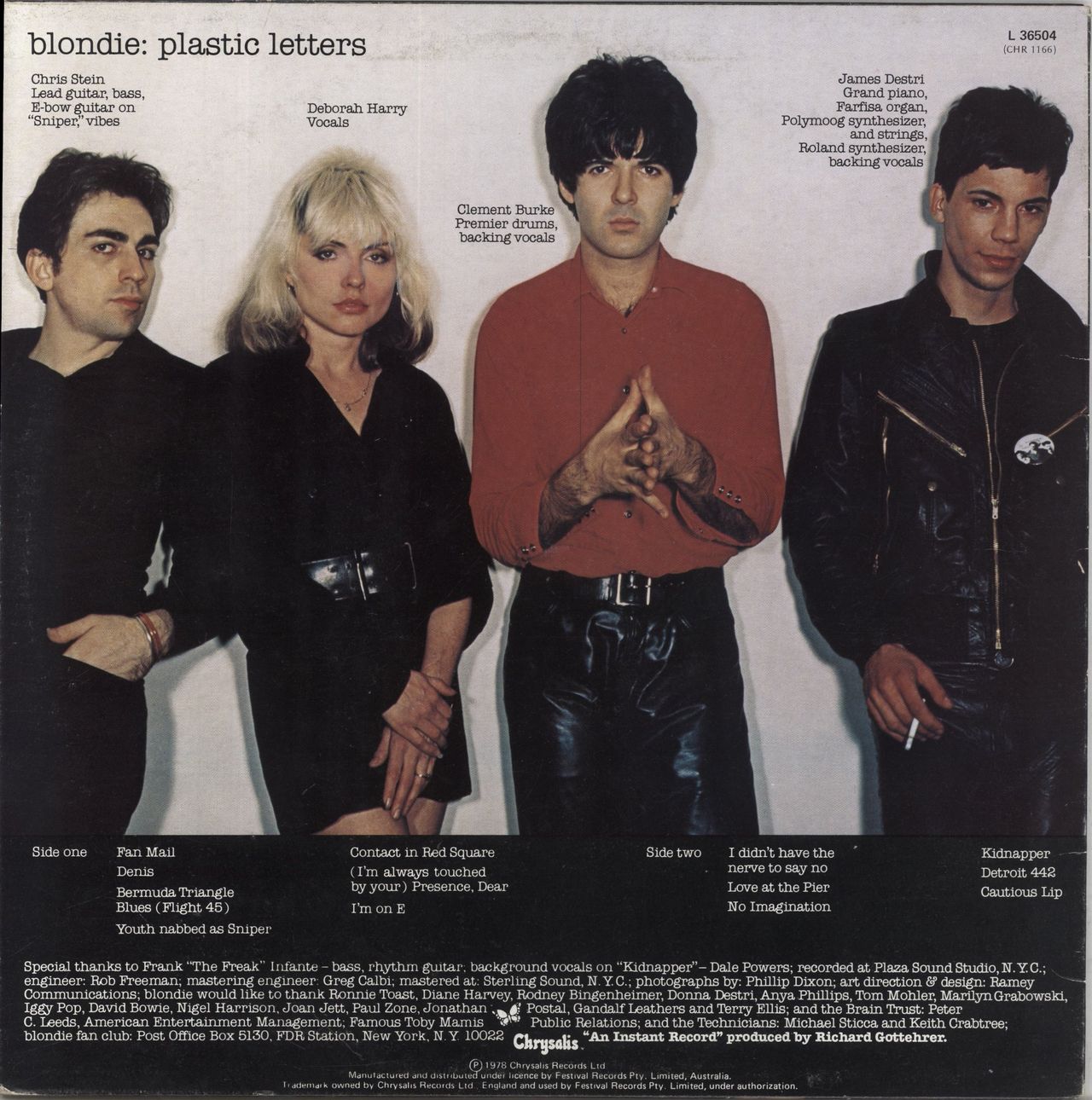 Blondie Plastic Letters Australian Vinyl LP