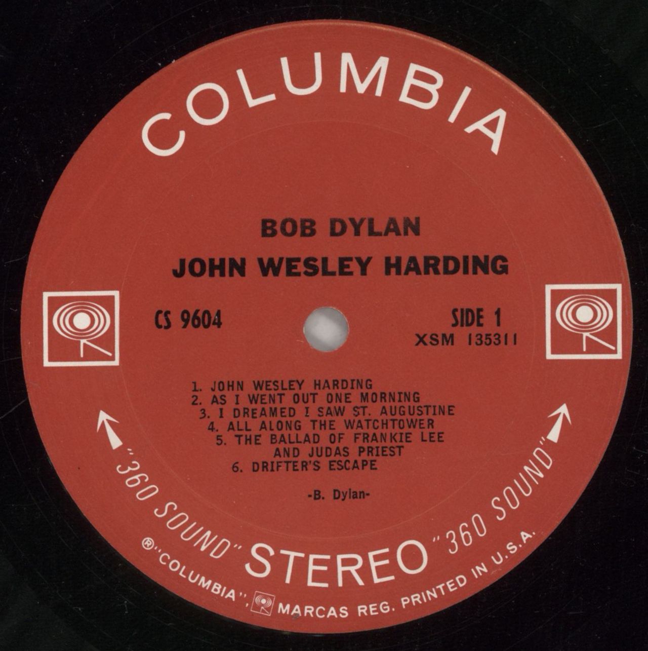 Bob Dylan John Wesley Harding US Vinyl LP