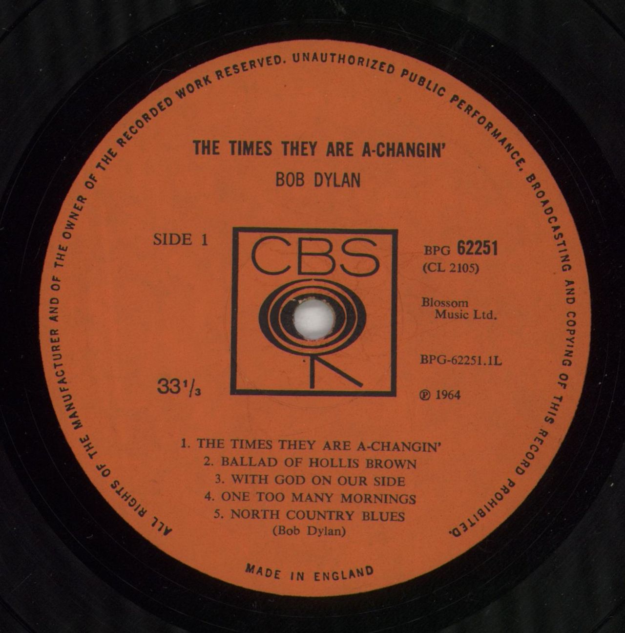 Bob Dylan The Times They Are A-Changin' - 2nd UK Vinyl LP