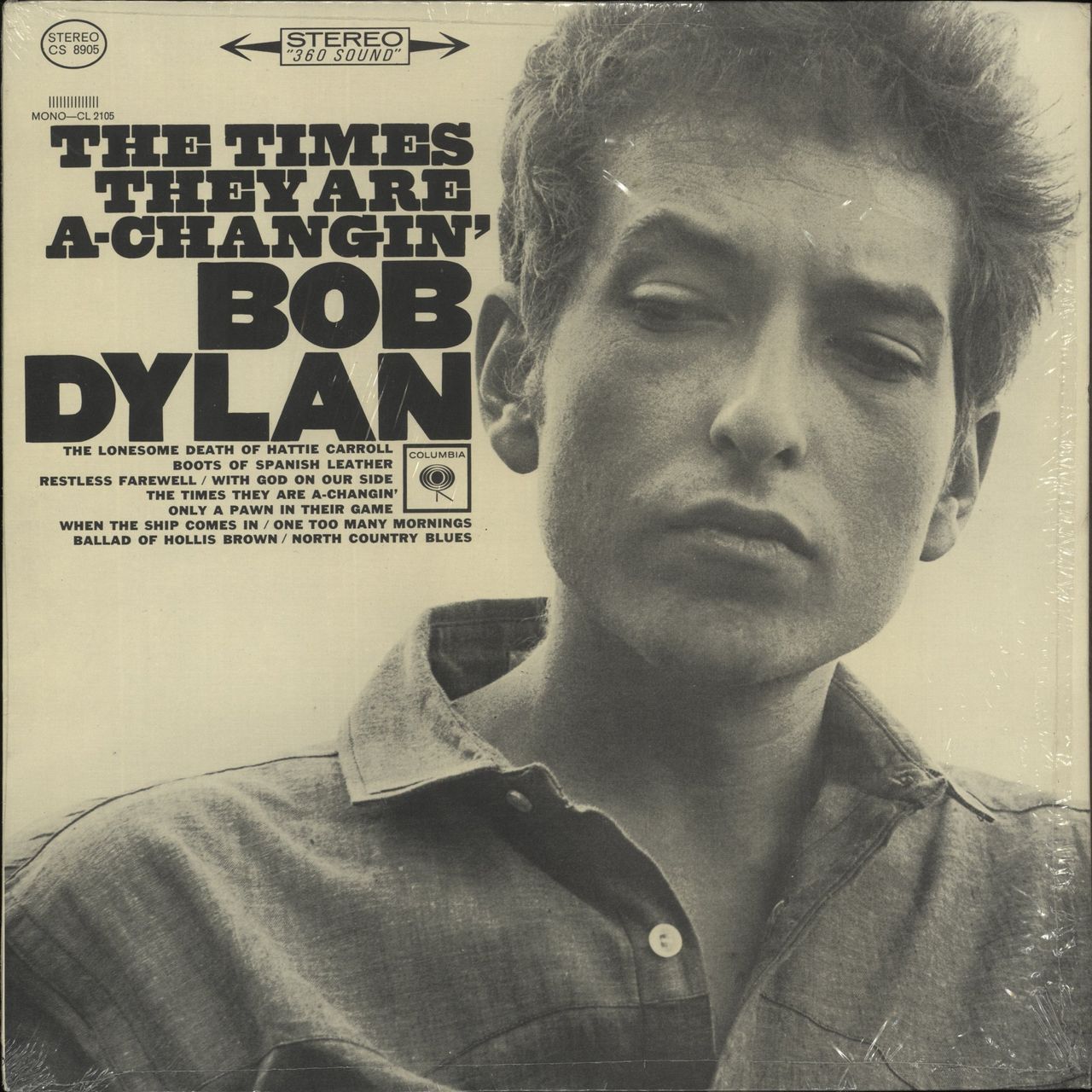 Bob Dylan The Times They Are A-Changin' - Two Eye label - Shrink US Vinyl LP