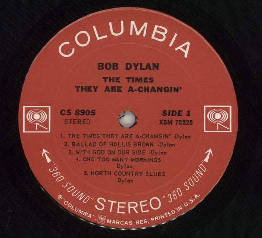 Bob Dylan The Times They Are A-Changin' - Two Eye label - Shrink US Vinyl LP