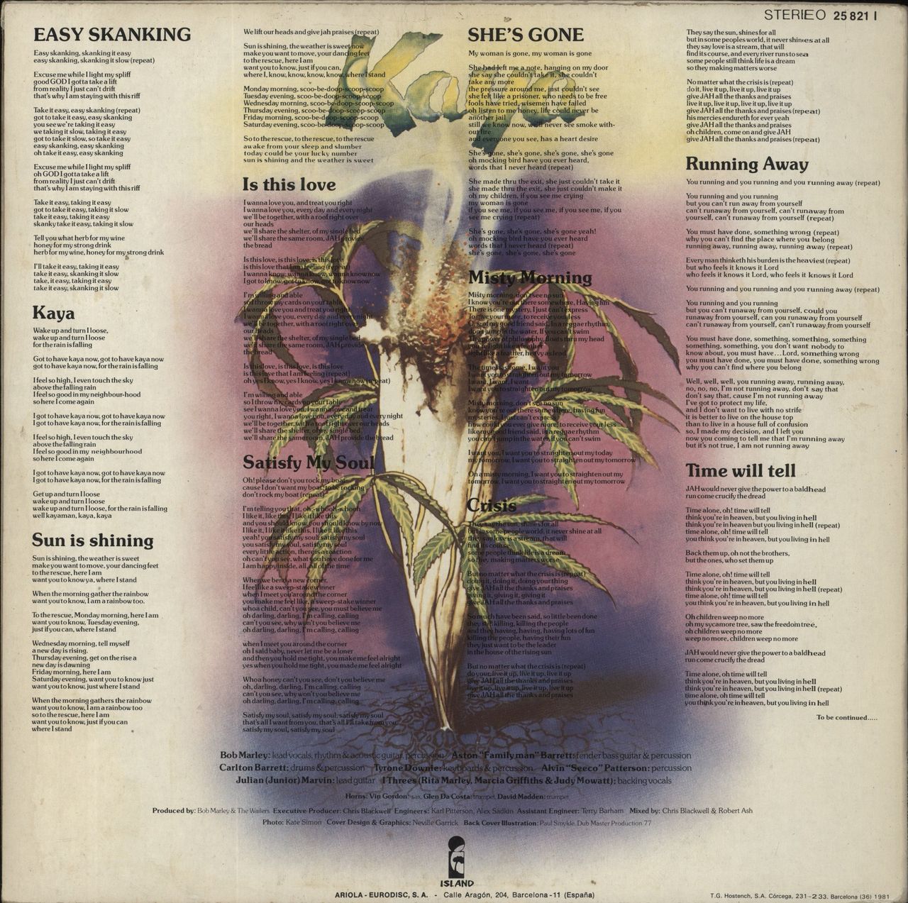 Bob Marley & The Wailers Kaya Spanish Vinyl LP