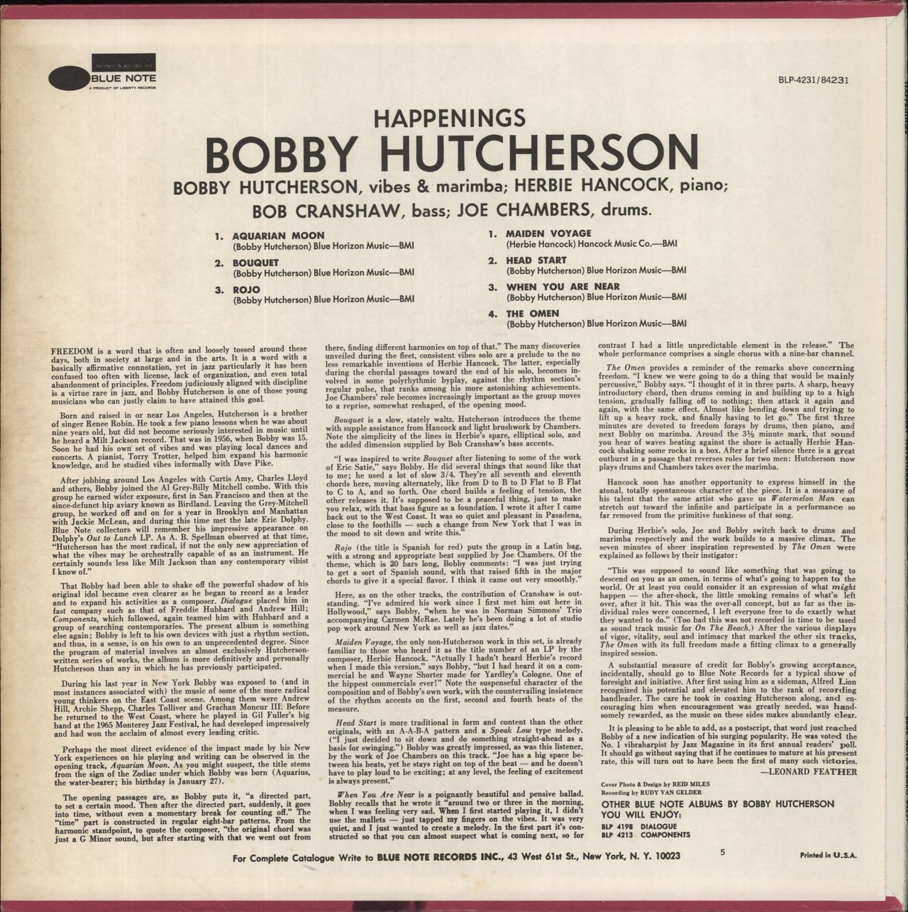 Bobby Hutcherson Happenings - Division Of Liberty US Vinyl LP