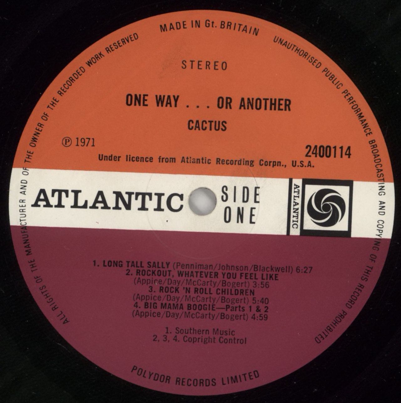 Cactus One Way....Or Another UK Vinyl LP