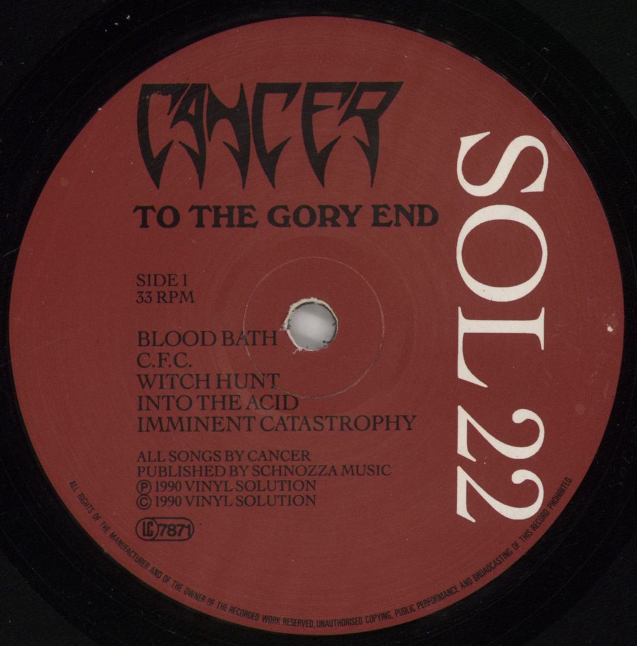 Cancer To The Gory End UK Vinyl LP