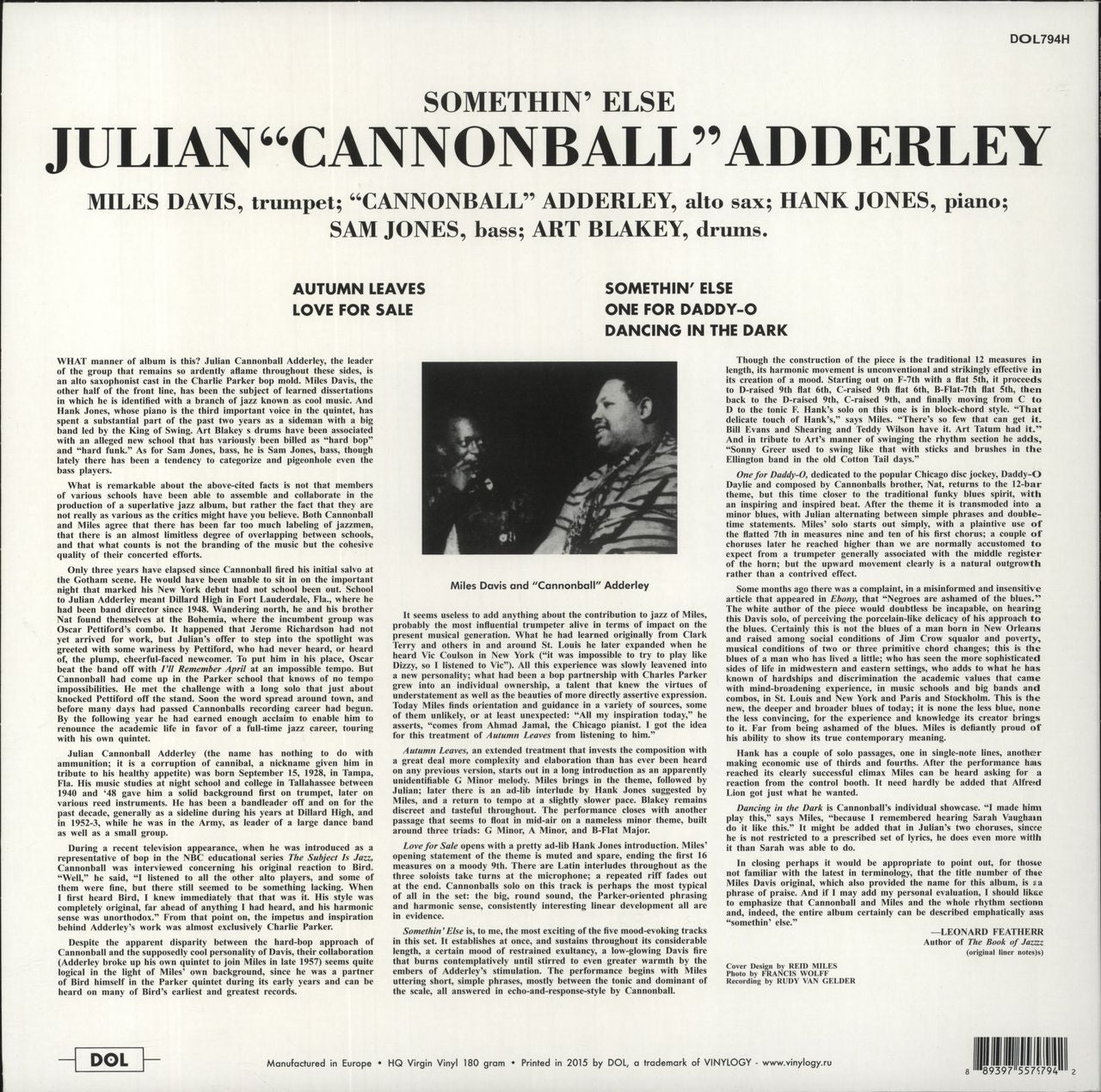 Cannonball Adderley Somethin' Else - 180gm Vinyl UK Vinyl LP