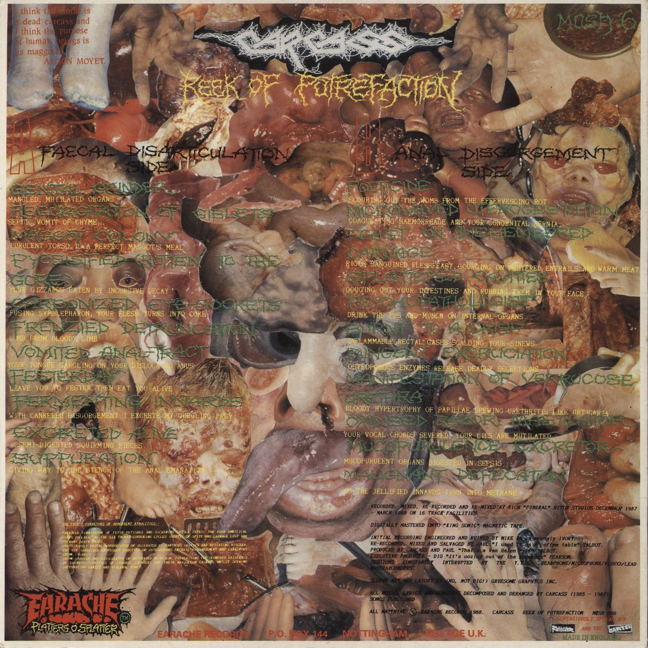 Carcass Reek Of Putrefaction - EX UK Vinyl LP
