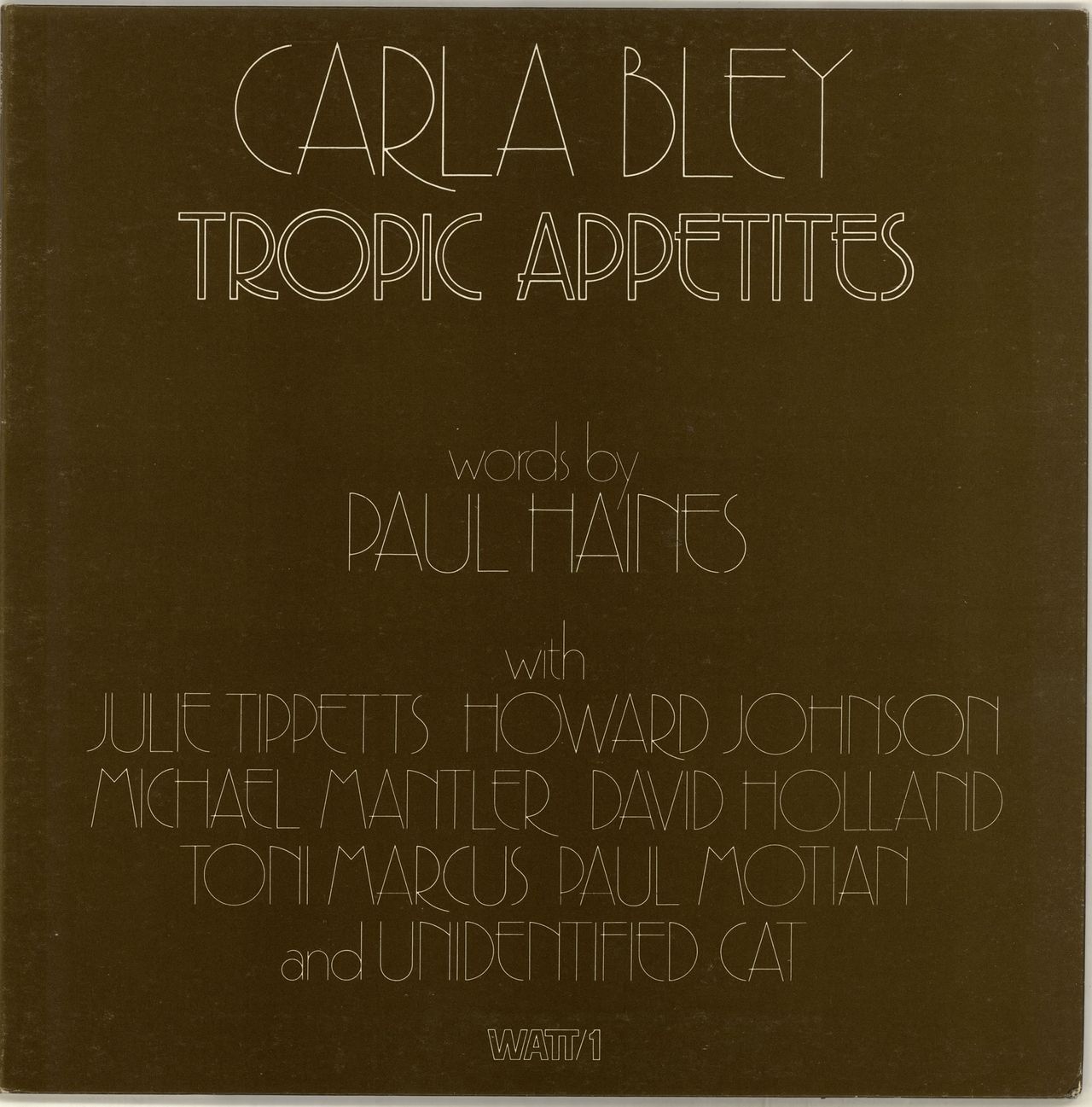 Carla Bley Tropic Appetites UK Vinyl LP