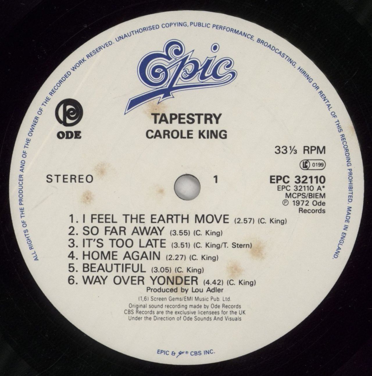 Carole King Tapestry UK Vinyl LP