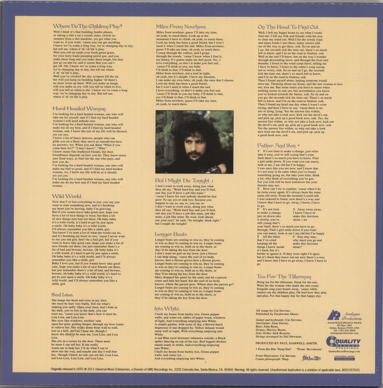 Cat Stevens Tea For The Tillerman - 200gm US Vinyl LP