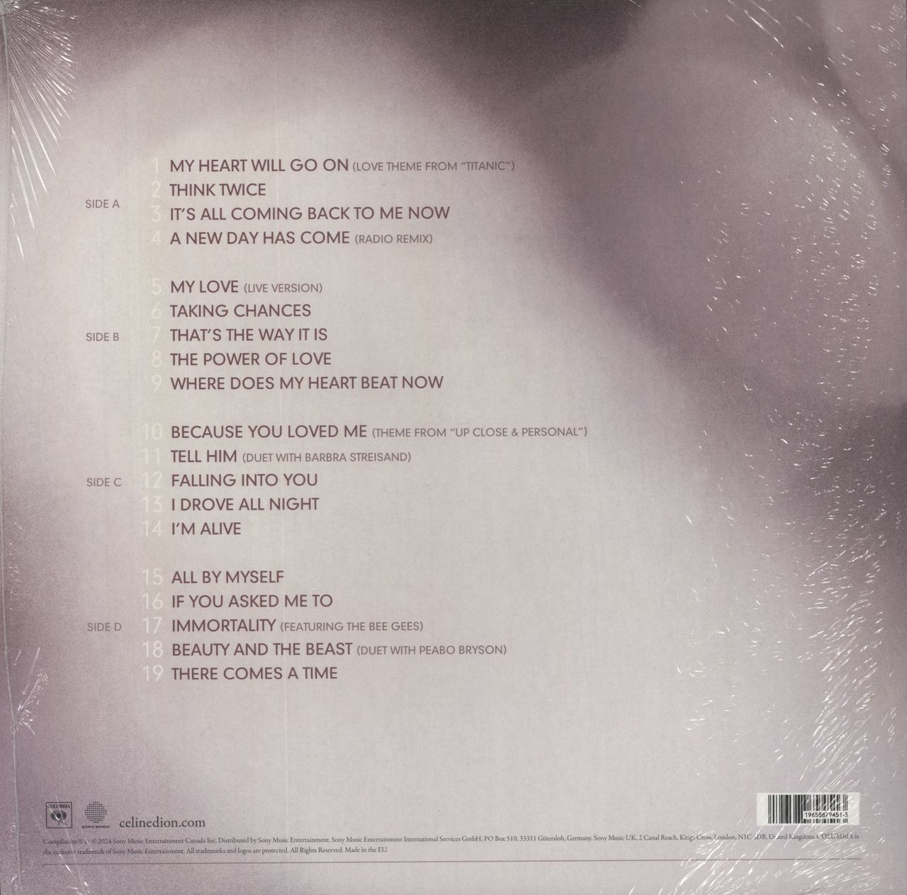 Celine Dion My Love Essential Collection Canadian 2-LP vinyl set