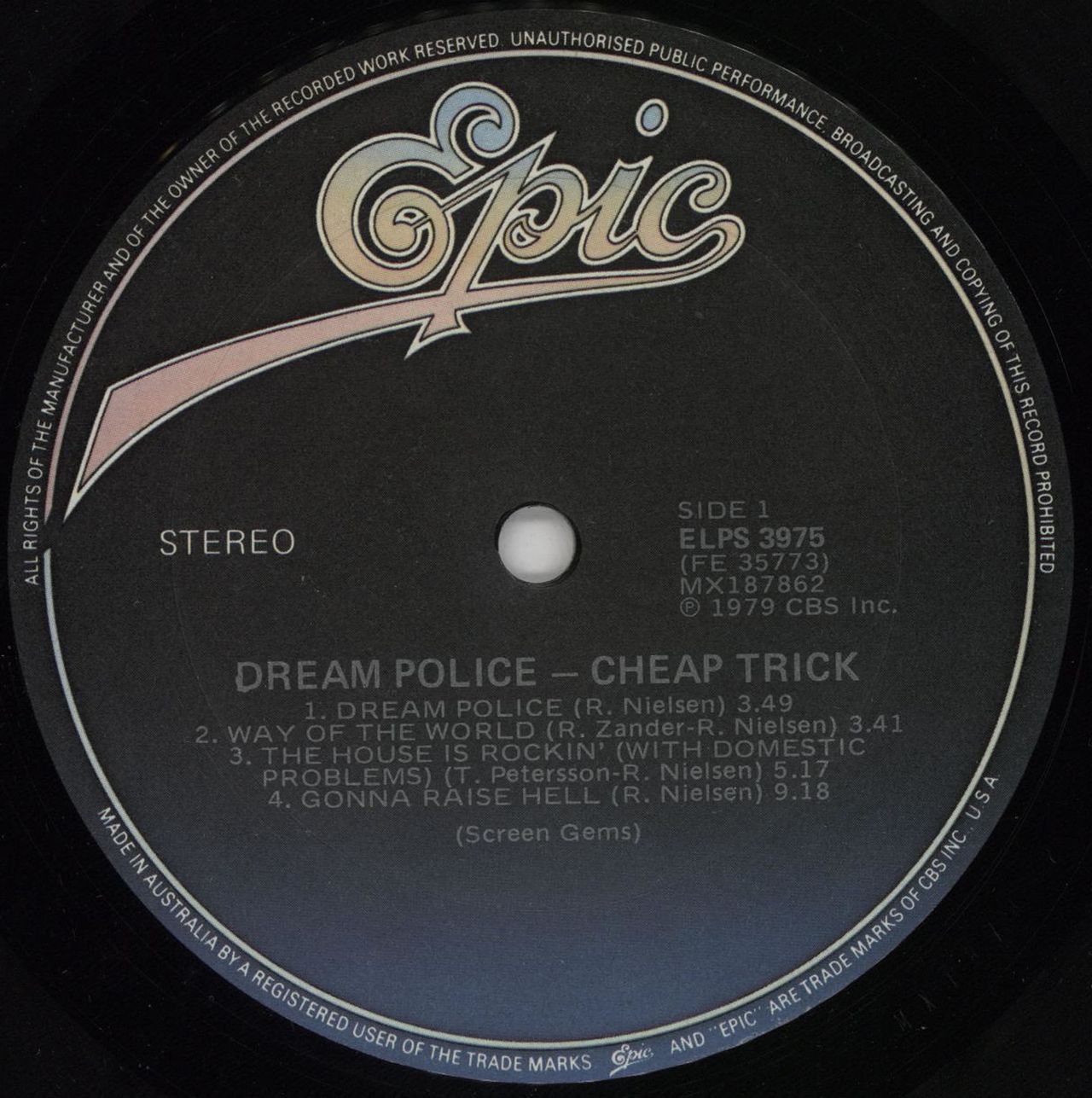 Cheap Trick Dream Police Australian Vinyl LP