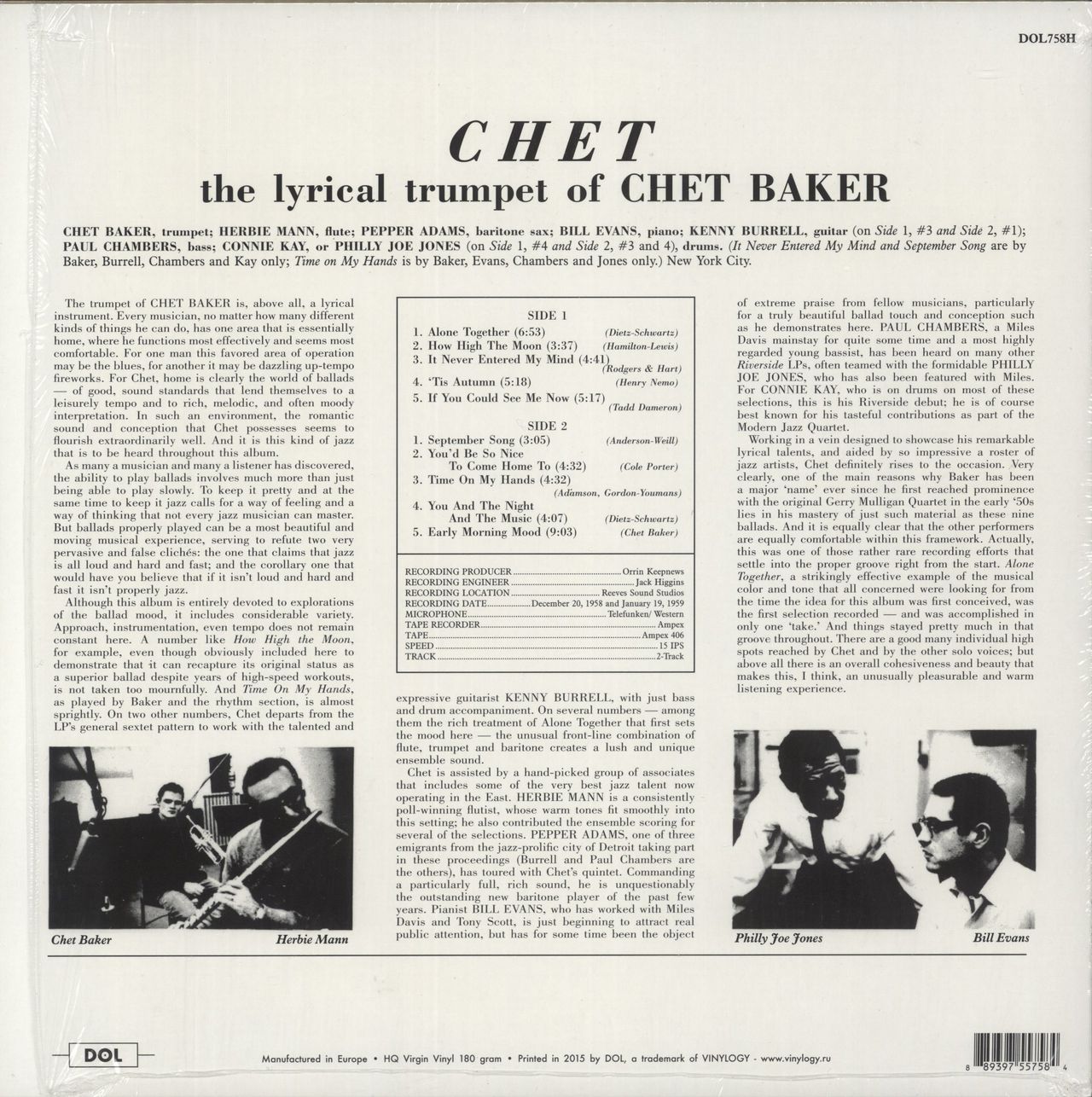Chet Baker Chet - 180gm - EX German Vinyl LP