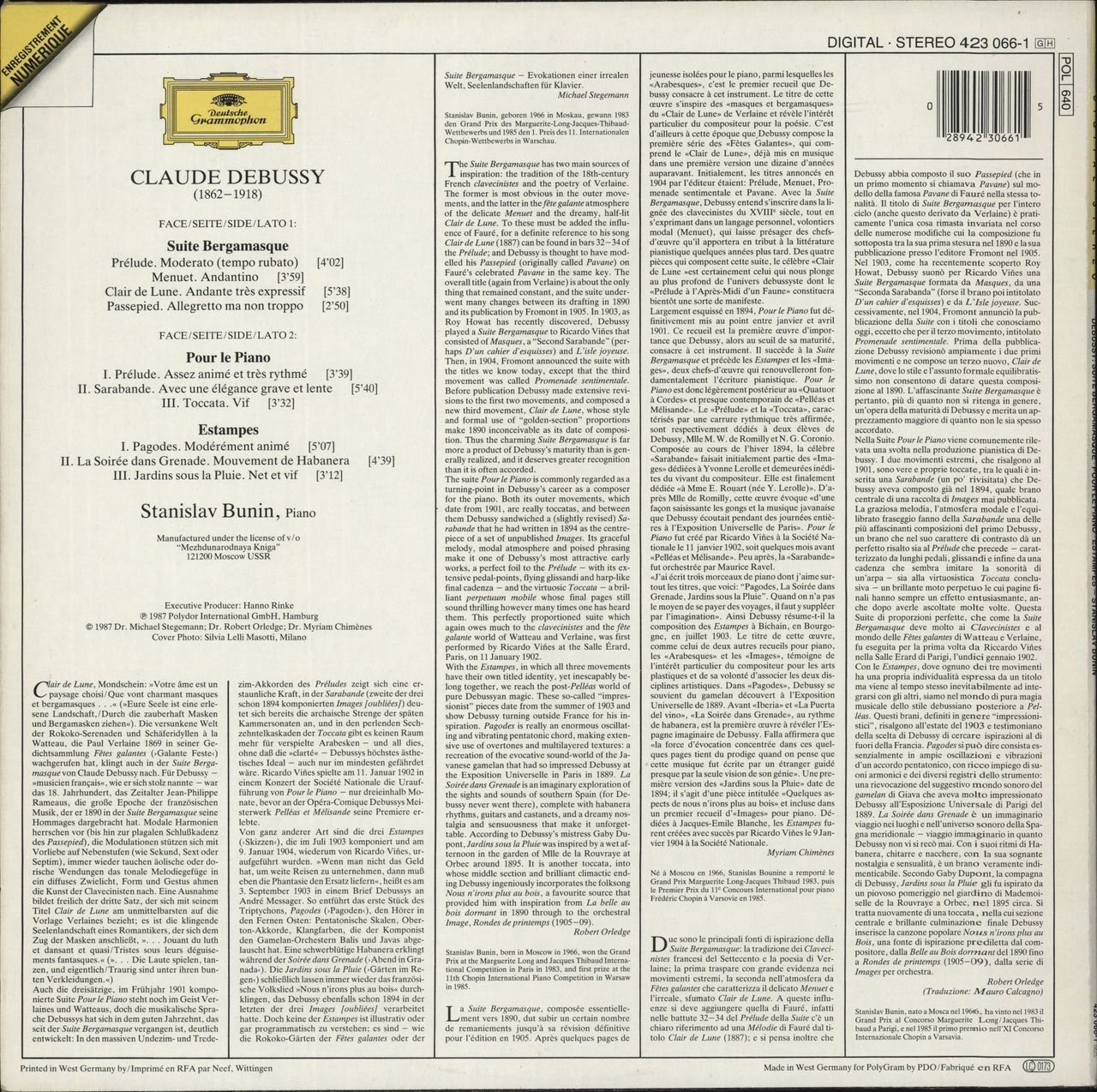 Claude Debussy Debussy: Suite Bergamasque / Pour Le Piano / Estampes German Vinyl LP