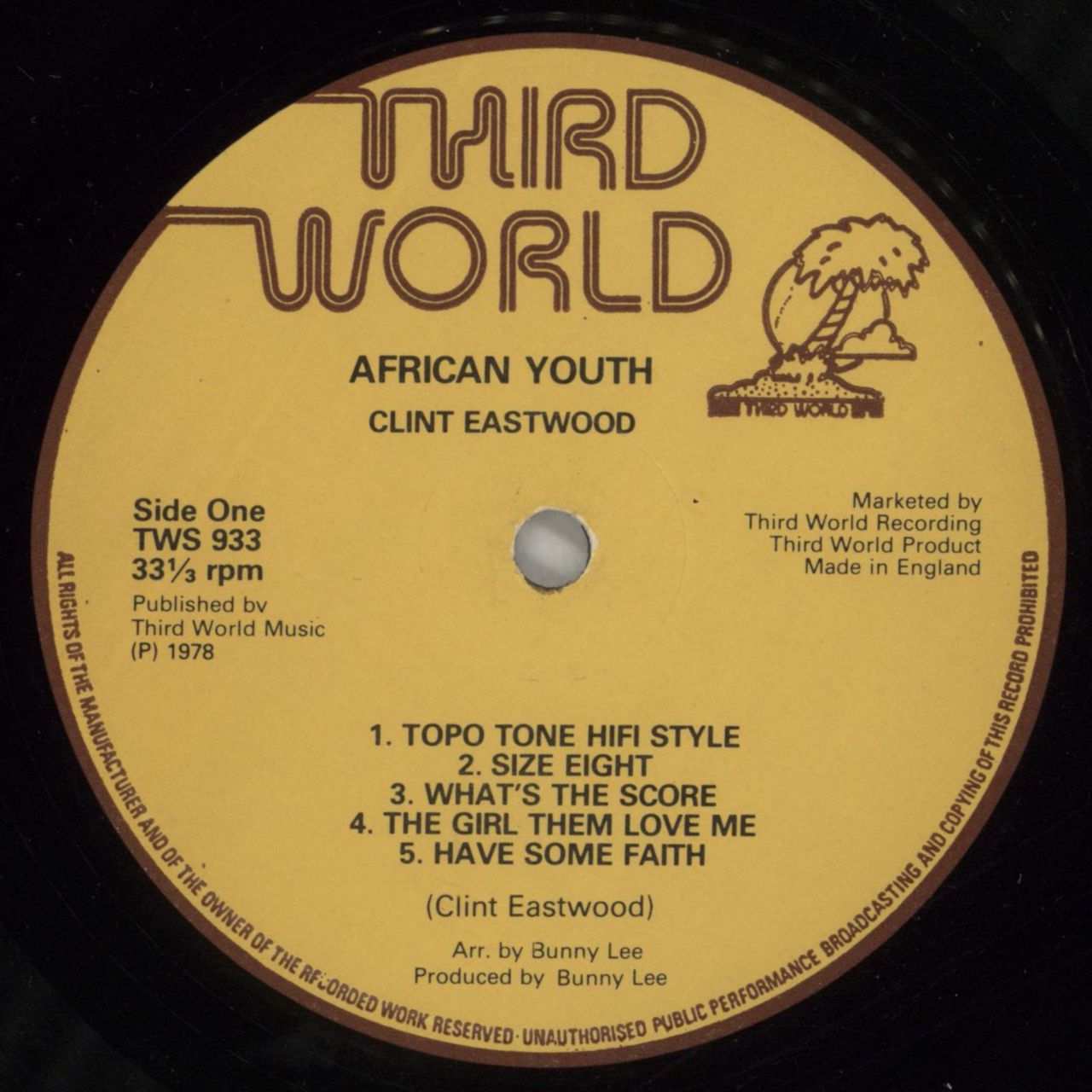 Clint Eastwood (Reggae) African Youth UK Vinyl LP